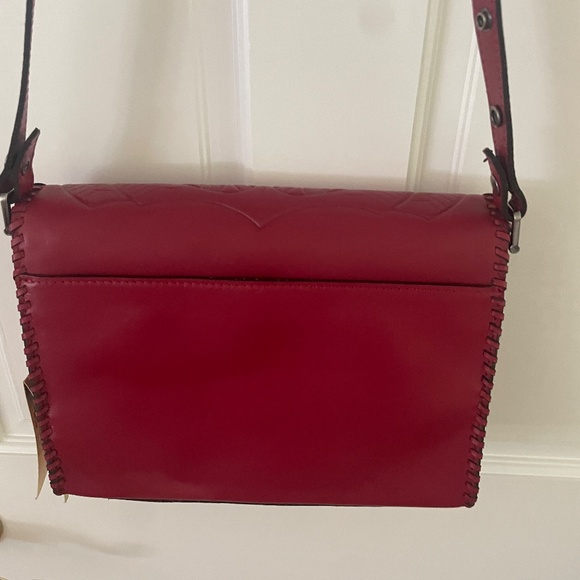 Patricia Nash deep red Tooled leather shoulder bag Santillana - Picture 12 of 13